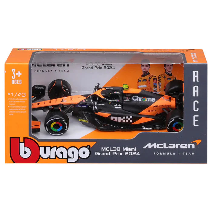 Formula 1 McLaren MCL38 Miami Grand Prix 2024 Lando Norris - 1/43 Bburago