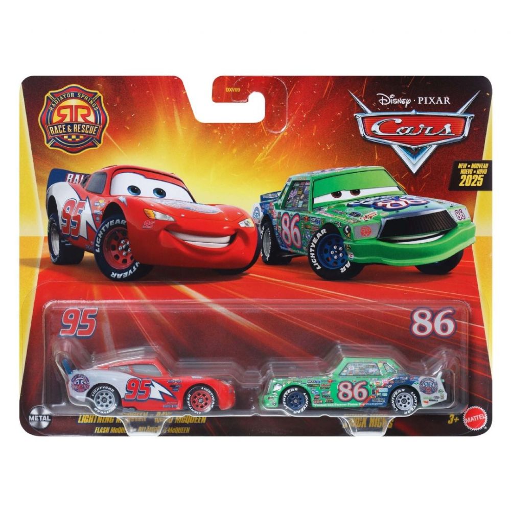 Set 2 masinute metalice Flash McQueen si Chick Hicks - 1/55 Cars