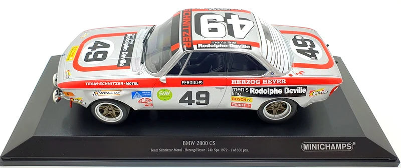 BMW 2800 CS Team Schnitzer-Motul Herzog/Heyer 24h Spa 1972 1/300pcs nr.49 - 1/18 Minichamps