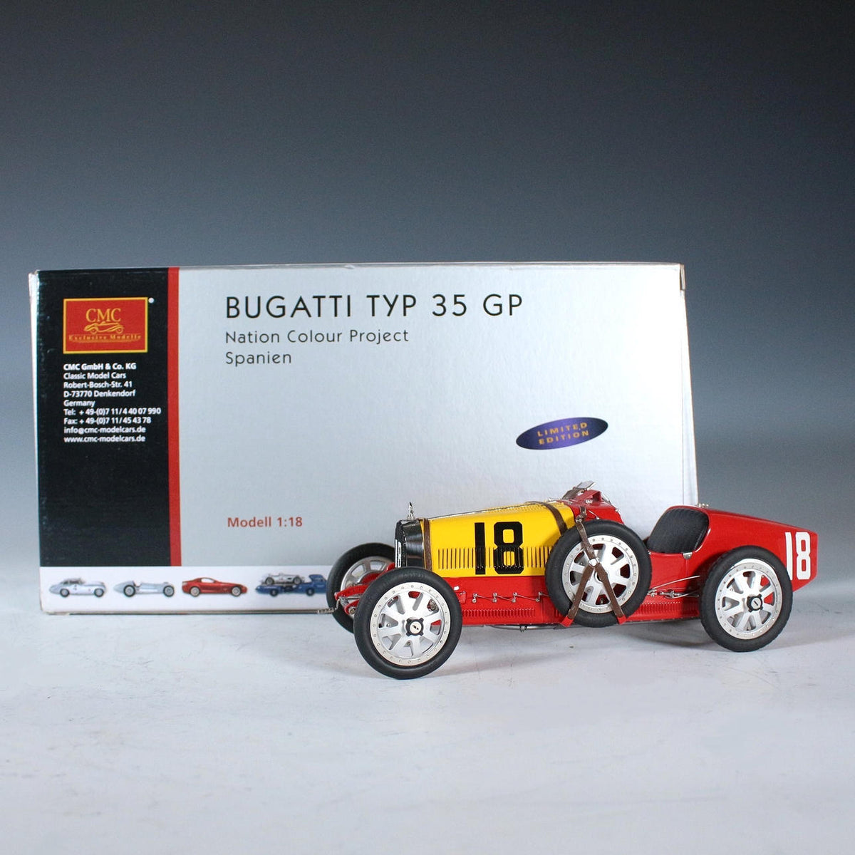 Bugatti Typ 35 Grand Prix Nation Colour Project Spanien #18 - 1/18 CMC