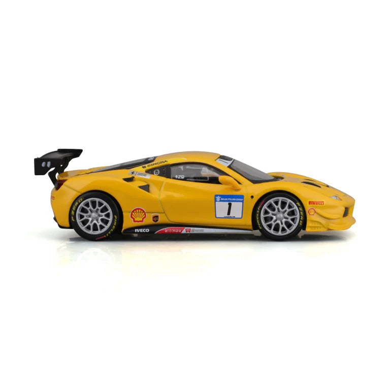 Ferrari 488 Challenge #1 galben cu vitrina plexiglass - 1/43 Bburago Signature