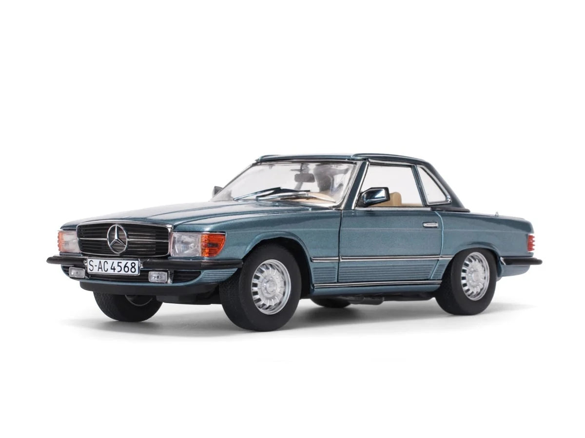 Mercedes-Benz 350 SL 1977 Hard Top bleu grel - 1/18 SunStar
