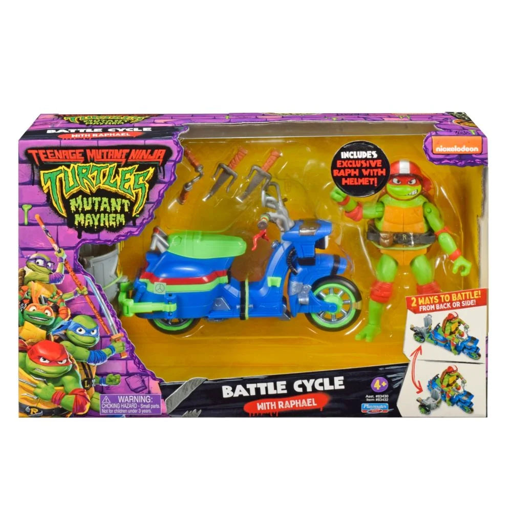 Figurina Raphael cu vehicul Testoasele Ninja - Battle Cycle