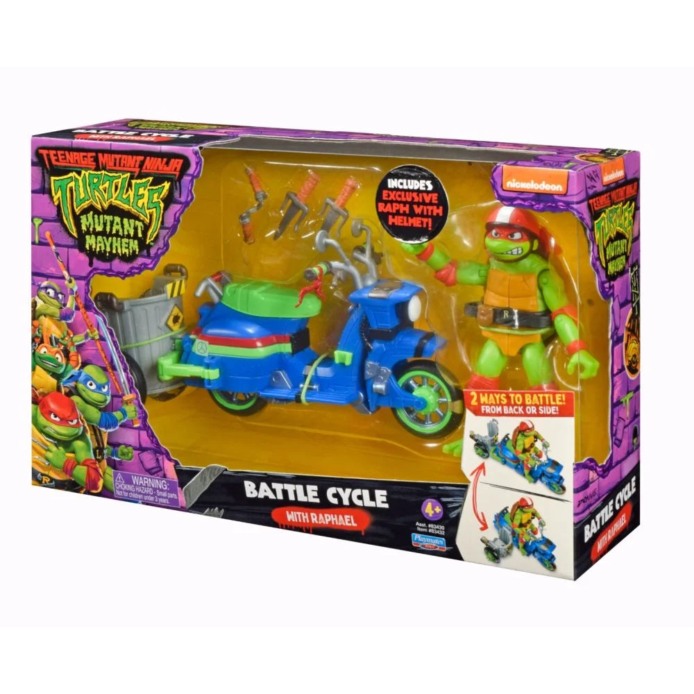 Figurina Raphael cu vehicul Testoasele Ninja - Battle Cycle