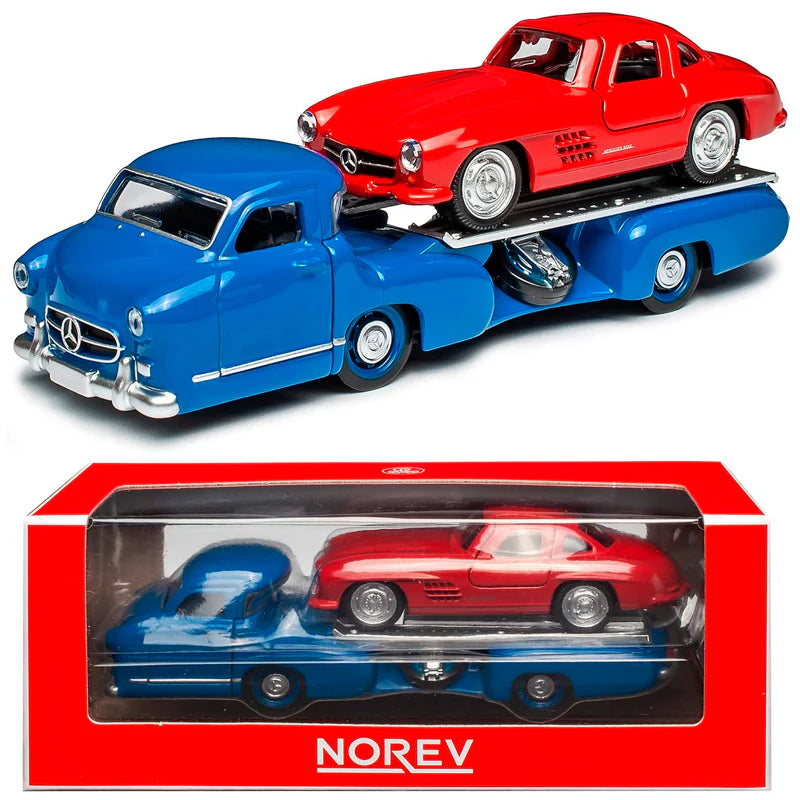 Set 2 masinute Mercedes Race Transporter si Mercedes SL 1955 - 1/64 Norev