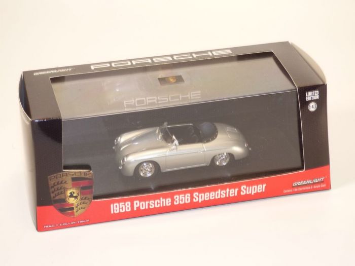 Porsche 356 Speedster Super 1958 gri cu vitrina plexiglass - 1/43 Greenlight