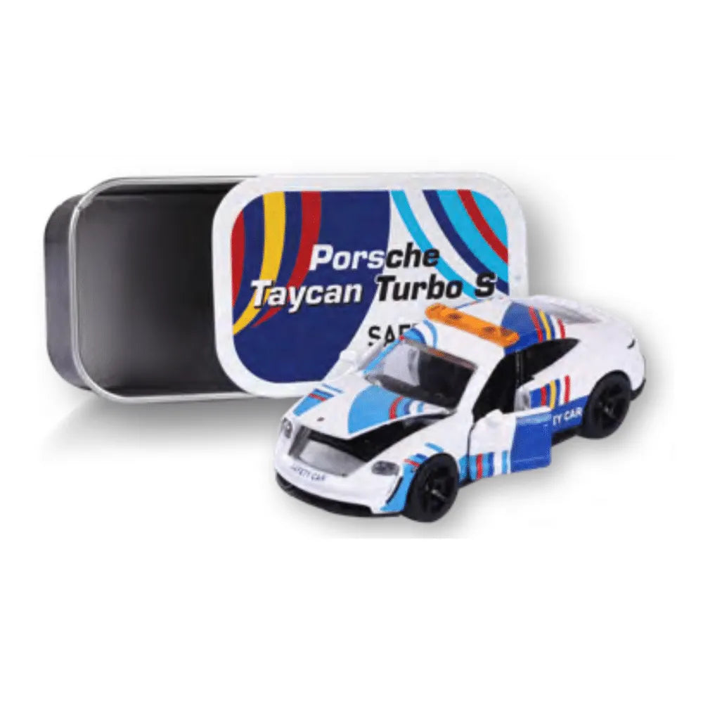 Macheta Porsche Taycan Turbo S Safety Car + cutie depozitare - 1/64 Majorette