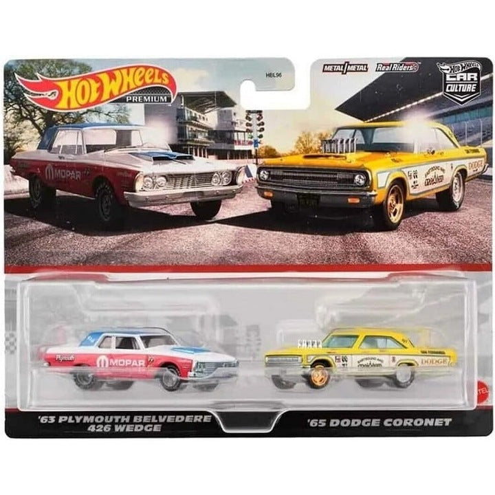 Set 2 masinute Plymouth Belvedere 426 Wedge 1963 si Dodge Coronet 1965 - 1/64 Hot Wheels Premium