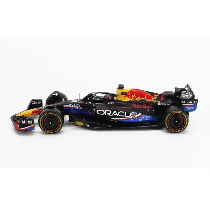 Formula 1 Oracle Red Bull Racing RB19 2023 Max Verstappen United States Grand Prix cu vitrina plexiglass - 1/24 Bburago