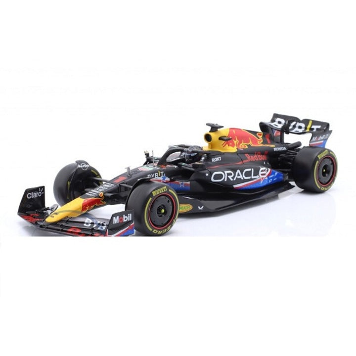 Formula 1 Oracle Red Bull Racing RB19 2023 Max Verstappen United States Grand Prix cu vitrina plexiglass - 1/24 Bburago