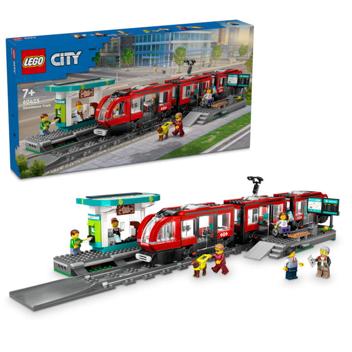 LEGO City 60423 - Statie si tramvai in centrul orasului (811 piese)