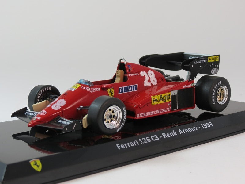 Formula 1 Ferrari 126 C3 Rene Arnoux 1983 #28 cu vitrina - 1/24 Altaya