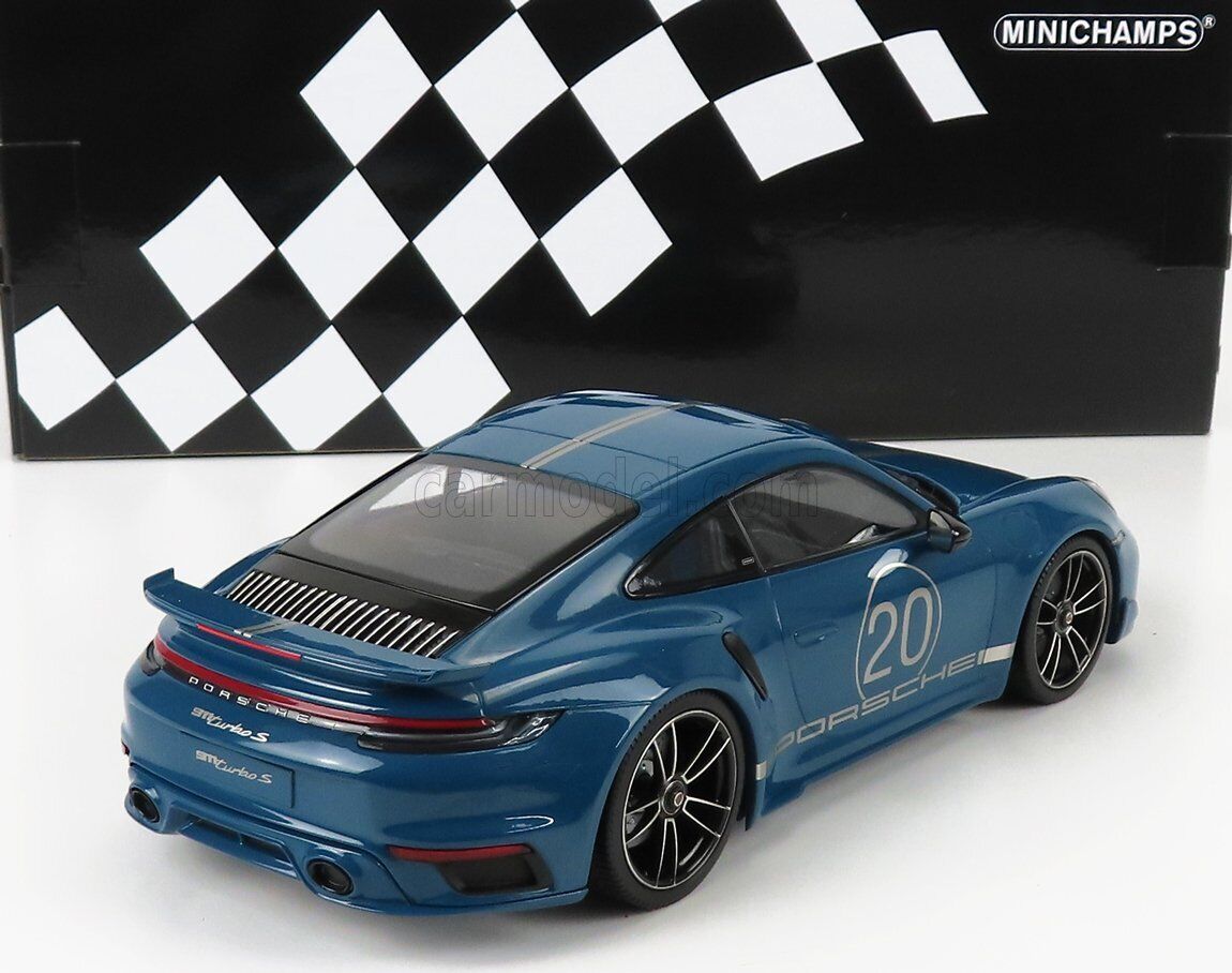 Porsche 911 Turbo S cu pachet sport 2021 albastru 1/504 pcs - 1/18 Minichamps