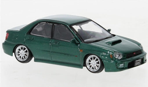 Subaru Impreza WRX STI 2001 verde cu roti de schimb si cu vitrina plexiglass - 1/64 BM Creations Junior