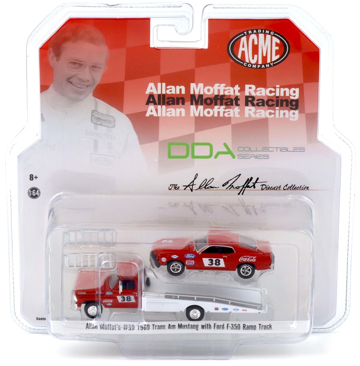 Set 2 masinute -Allan Moffat's #38 1969 Trans Am Mustang cu Ford F-350 Ramp Truck - 1/64 Greenlight
