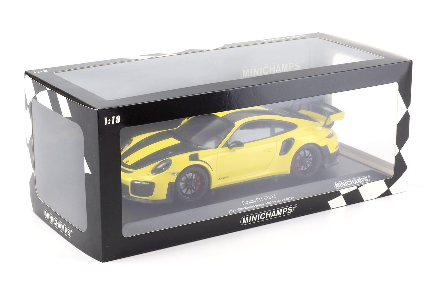 Porsche 911 GT2 RS 2018 galben Weissach package 1/600pcs - 1/18 Minichamps