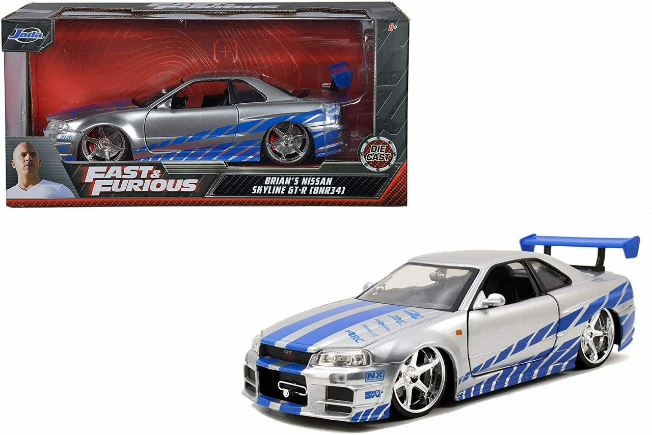 Nissan Skyline GT-R gri/albastru Fast&Furious - 1/24 Jada