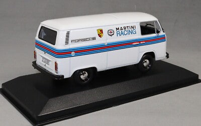 Volkswagen T2 Transporter "Porsche Martini" alb 1/627pcs cu vitrina plexiglass - 1/43 Minichamps