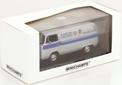 Volkswagen T2 Transporter "Porsche Martini" argintiu 1/627pcs cu vitrina plexiglass - 1/43 Minichamps