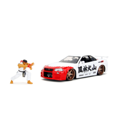 Nissan Skyline GT-R R34 2002 si figurina Ryu - 1/24 Jada