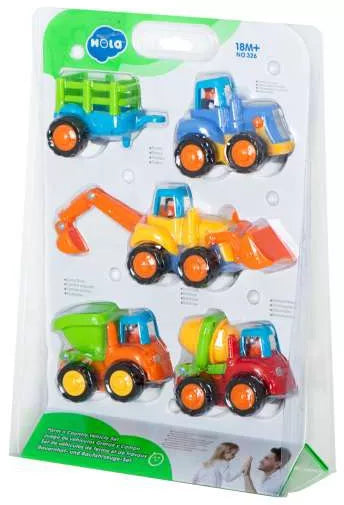 Set 4 masinute agricole si utilaje de constructii - Hola