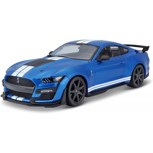 Mustang Shelby GT500 2020 albastru cu dungi albe - 1/18 Maisto
