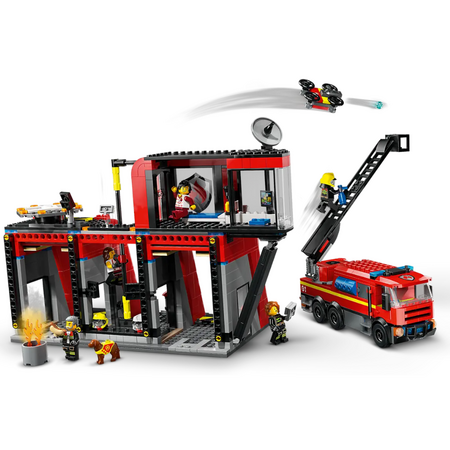 LEGO City 60414 - Statie si camion de pompieri (843 piese)