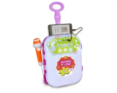 Bontempi Boxa Portabila In Forma De Troler Cu Microfon - roz/alb