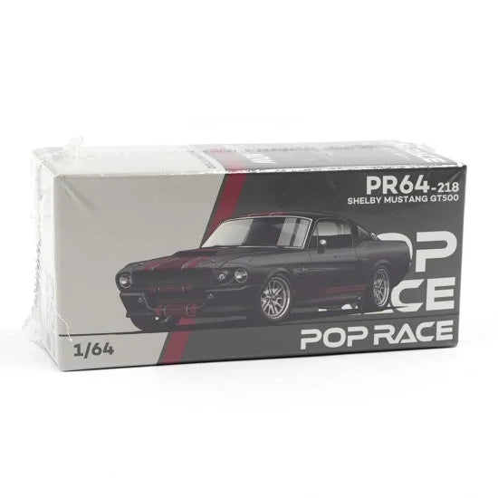 Shelby Mustang GT500 negru cu dungi rosii - 1/64 Pop Race