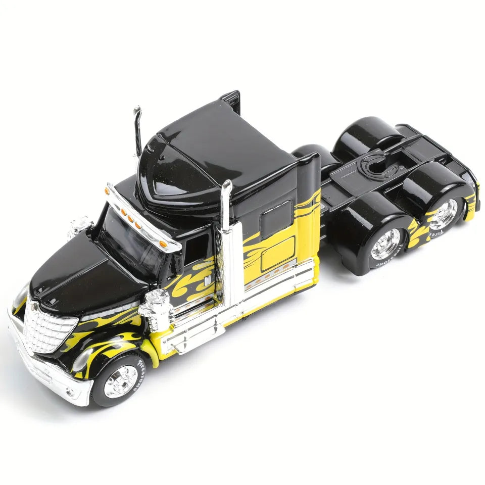 Camion Cap tractor International Lonestar negru/galben 14cm - 1/64 Maisto Design