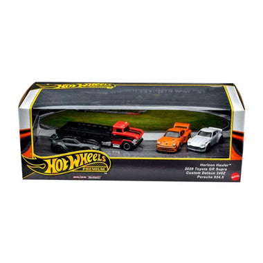 Set 4 masinute Horizon Hauler, Toyota GR Supra,Custom Datsun 240Z si Porsche 934.5 - 1/64 Hot Wheels Premium