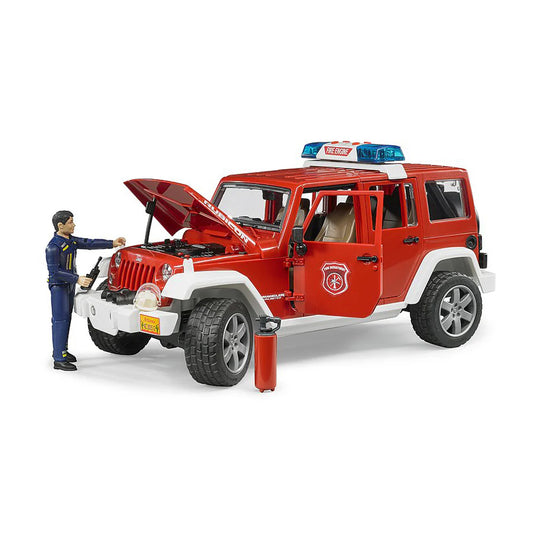 BRUDER 02528 - Masina de pompieri Jeep Wrangler Rubicon cu pompier