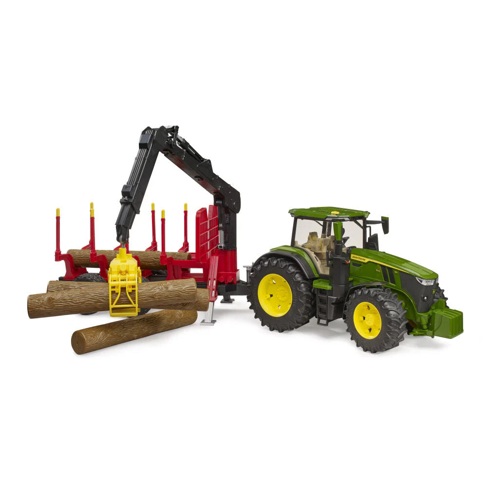 BRUDER 03154 - Tractor John Deere 7R 350 cu remorca forestiera si 4 busteni