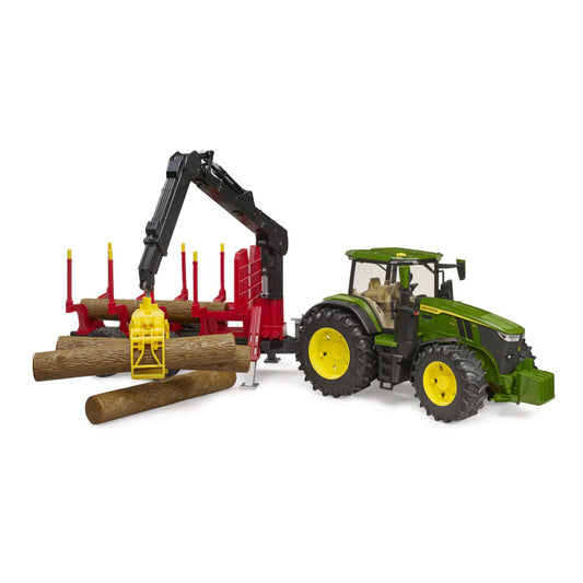 BRUDER 03154 - Tractor John Deere 7R 350 cu remorca forestiera si 4 busteni