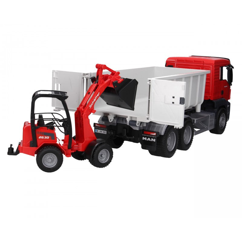 BRUDER 03767 - Camion MAN TGS cu container Abroll cu incarcator Schaffer