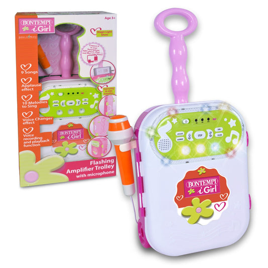 Bontempi Boxa Portabila In Forma De Troler Cu Microfon - roz/alb