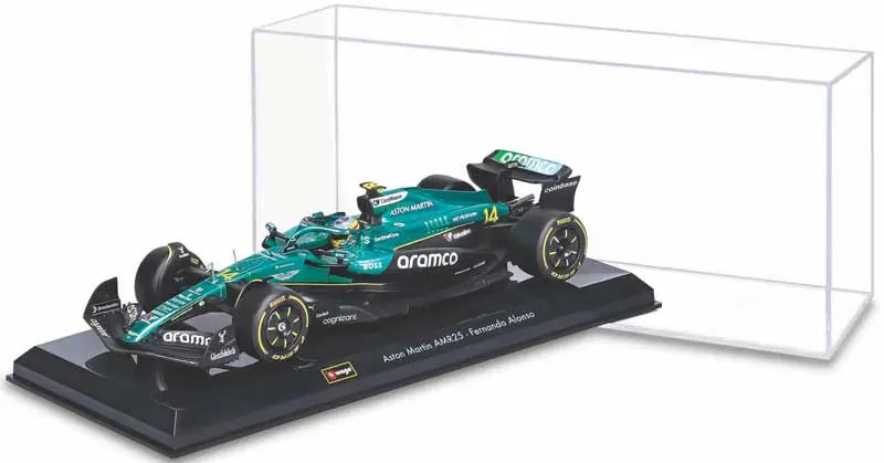 Formula 1 Aston Martin AMR25 Fernando Alonso cu vitrina plexiglass - 1/24 Bburago