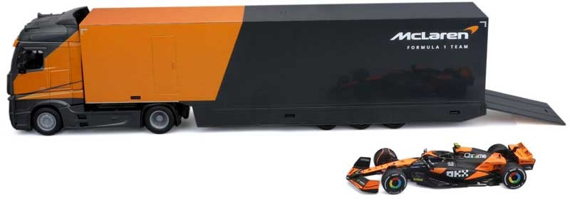Transportor Mercedes-Benz Actros si Formula 1 McLaren MCL38 #4 Lando Norris - 1/43 Bburago
