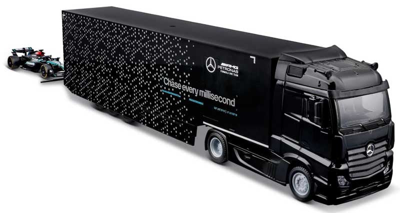 Transportor Mercedes-Benz Actros Formula 1 Mercedes #63 George Russell - 1/43 Bburago