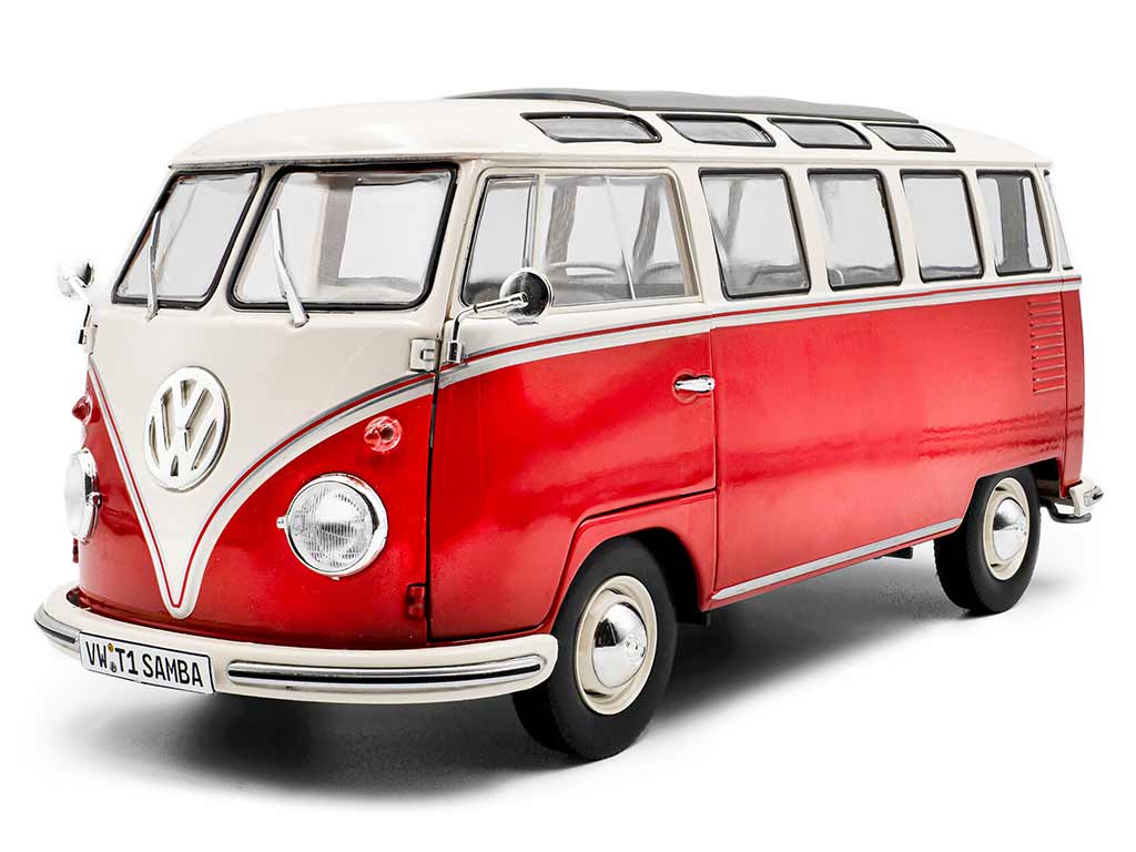 Volkswagen T1 Samba 1962 rosu/alb - 1/18 Solido