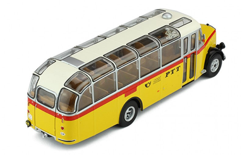 Autobuz Saurer L4C Bus year 1959 galben /rosu/argintiu - 1/43 Ixo