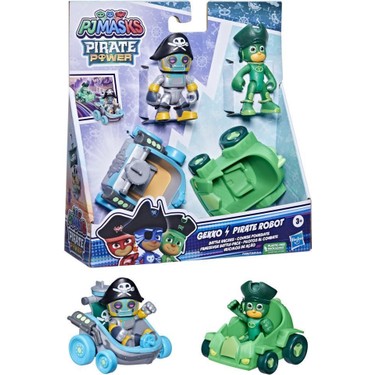 Set 2 figurine Eroi in pijama cu 2 vehicule - Gekko si Pirate Robot