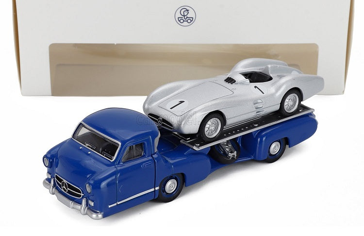Set 2 machete Transportor Mercedes Blue Wonder si Mercedes W196 Spider 1955 - 1/64 Norev