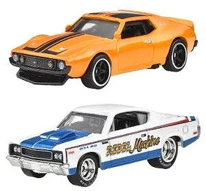 Set 2 masinute metalice AMC Javelin 1971 si AMC Rebel Machine - 1/64 Hot Wheels Premium