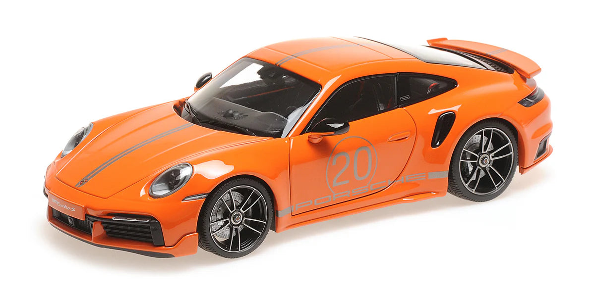 Porsche 911 Turbo S Coupe Sport Design 2021 portocaliu - 1/18 Minichamps