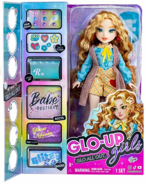 Papusa Glo-Up Girls Glo All Out - Rose 27cm