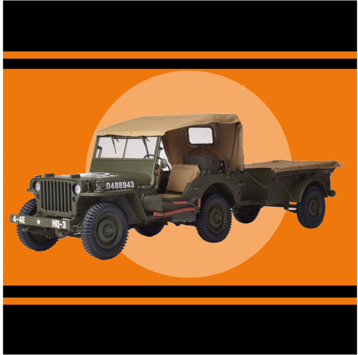 Jeep Willys kit de asamblat 870 piese cu lumini si sunete - 1/8 IxoCollections