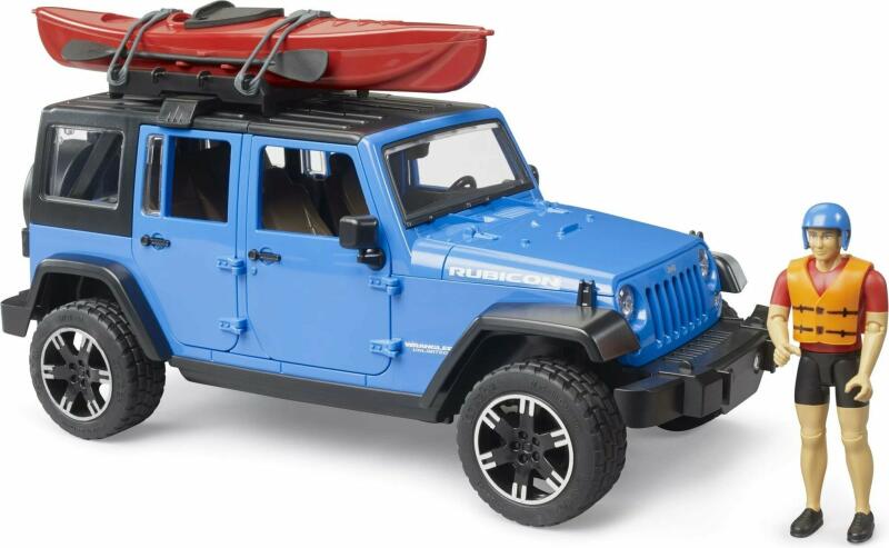BRUDER 02529 -Jeep Wrangler Rubicon Unlimited, cu caiac si figurina