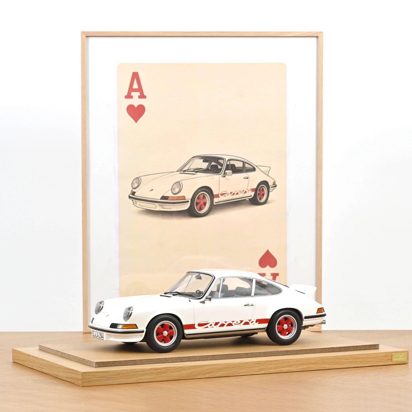 Porsche 911 Carrera RS 2.7 year 1973 Grand Prix alb/rosu -  1/12 Norev