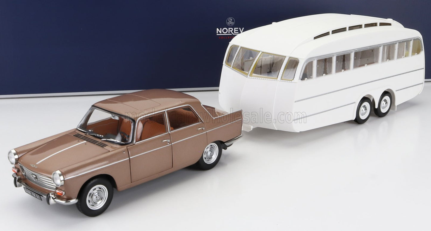 Peugeot 404 din 1965 si rulota - 1/18 Norev
